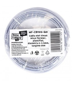 Cablu otel zincat Micul Fermier, plastifiat, diametru 2-3.5mm, lungime 25m