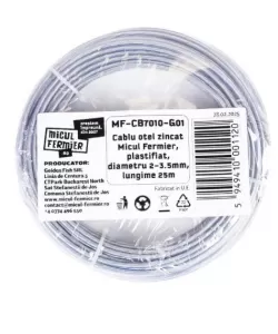 Cablu otel zincat Micul Fermier, plastifiat, diametru 2-3.5mm, lungime 25m Cablu otel zincat Micul Fermier, plastifiat, diametru 2-3.5mm, lungime 25m