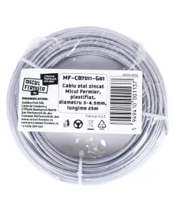 Cablu otel zincat Micul Fermier, plastifiat, diametru 3-4.5mm, lungime 25m Cablu otel zincat Micul Fermier, plastifiat, diametru 3-4.5mm, lungime 25m