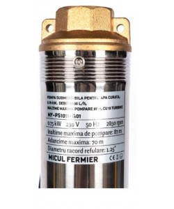 Pompa submersibila pentru apa curata Micul Fermier, 0.75KW, debit 4500l/h, inaltime maxima pompare 87m, 13 turbine