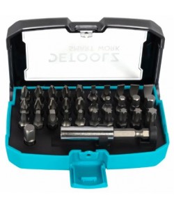 Set biti Detoolz, 32 de piese, cu prelungitor magnetic, material Cr-V