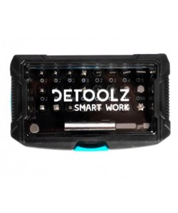 Set biti Detoolz, 32 de piese, cu prelungitor magnetic, material Cr-V