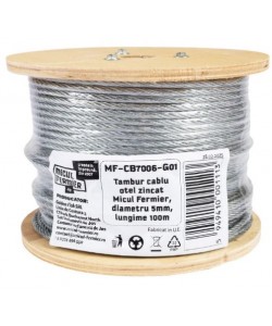 Tambur cablu otel zincat Micul Fermier, diametru 5mm, lungime 100m