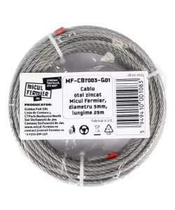 Cablu otel zincat Micul Fermier, diametru 5mm, lungime 25m Cablu otel zincat Micul Fermier, diametru 5mm, lungime 25m
