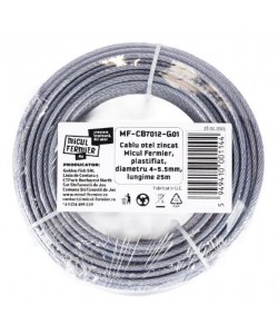 Cablu otel zincat Micul Fermier, plastifiat, diametru 4-5.5mm, lungime 25m