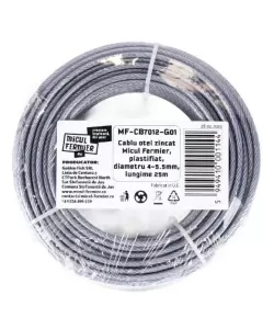 Cablu otel zincat Micul Fermier, plastifiat, diametru 4-5.5mm, lungime 25m Cablu otel zincat Micul Fermier, plastifiat, diametru 4-5.5mm, lungime 25m