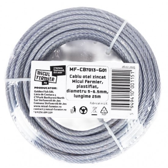 Cablu otel zincat Micul Fermier, plastifiat, diametru 5-6.5mm, lungime 25m