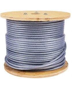 Tambur cablu otel zincat Micul Fermier, plastifiat, diametru 4-5.5mm, lungime 100m