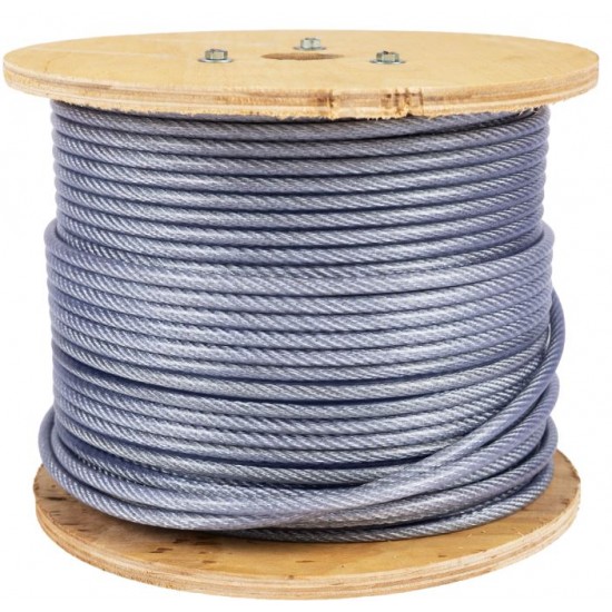 Tambur cablu otel zincat Micul Fermier, plastifiat, diametru 4-5.5mm, lungime 100m