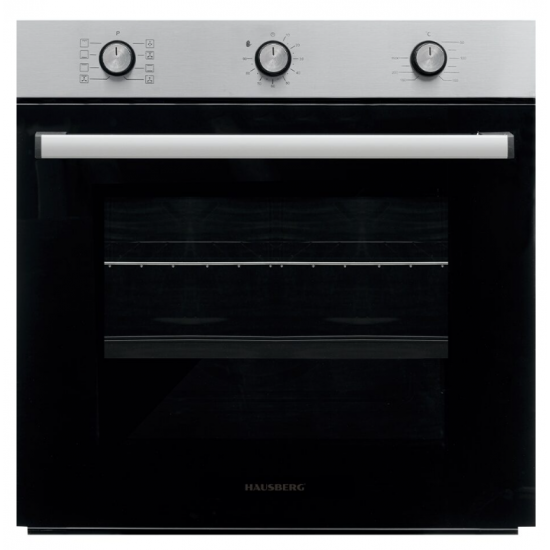 Cuptor incorporabil Hausberg HB-8053IN, Electric, Putere 2225 W, 71 l, 6 Functii, Ventilatie, Timer, Clasa A, Negru/Inox