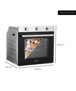 Cuptor incorporabil Hausberg HB-8053IN, Electric, Putere 2225 W, 71 l, 6 Functii, Ventilatie, Timer, Clasa A, Negru/Inox Cuptor incorporabil Hausberg HB-8053IN, Electric, Putere 2225 W, 71 l, 6 Functii, Ventilatie, Timer, Clasa A, Negru/Inox