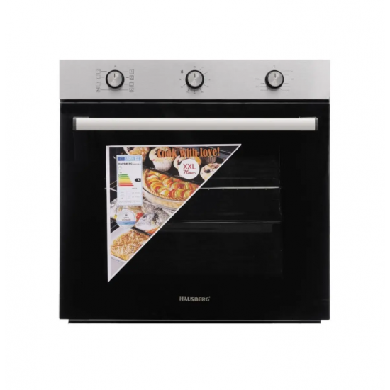 Cuptor incorporabil Hausberg HB-8053IN, Electric, Putere 2225 W, 71 l, 6 Functii, Ventilatie, Timer, Clasa A, Negru/Inox