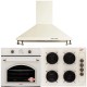 Pachet HAUSBERG Rustic, Cuptor incorporabil, Plita Incorporabila, Hota decorativa, Bej