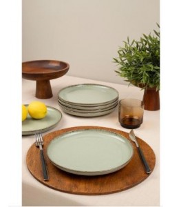 Serviciu de masa Kutahya Porselen Moderna 18 piese pentru 6 persoane din Portelan Verde