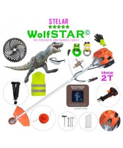 COASaZiLLA SET Motocoasa WolfSTAR© motor 2 timpi ALP, 6CP, 52cc, 11.000RPM, EXTRA Accesorii+Disc Vidia