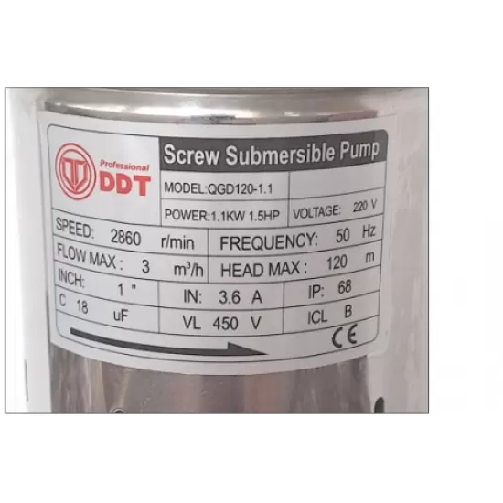 Pachet Pompa submersibila, DDT, QGD120 , 1.1 kW, Inox, 3 m³/h, 120 + Prescontrol LS6