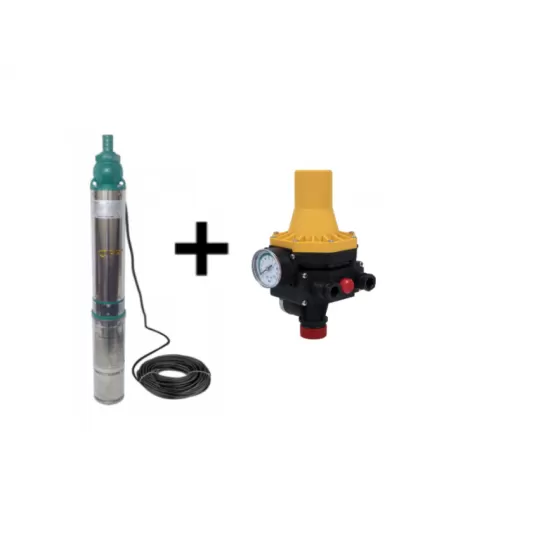 Pachet Pompa submersibila de mare adancime, DDT, QJD120-1.5, 1500 W, Inox, 8 + Presostat electronic automat DDT LS6, 1.1kW