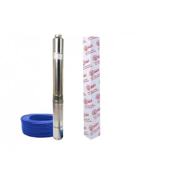 Pachet Pompa submersibila de mare adancime, DDT, 4SDM3-20, 2500 W, 20 turbine, 12 m³/h Inox, 30 m cablu + Presostat electronic automat DDT, LS-4