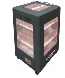 Radiator electric Hausberg HB-8802NG, 2200W, 5 niveluri de putere, incalzire in 5 directii, roti deplasare, maner pentru transport, protectie pentru rasturnare, Negru