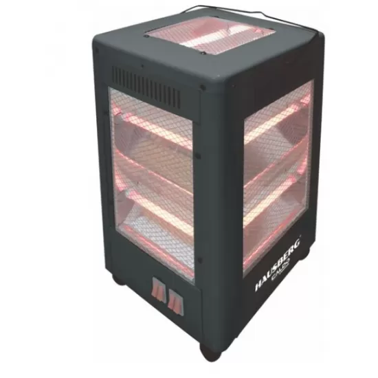 Radiator electric Hausberg HB-8802NG, 2200W, 5 niveluri de putere, incalzire in 5 directii, roti deplasare, maner pentru transport, protectie pentru rasturnare, Negru