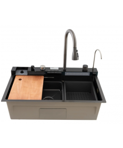 Chiuveta multifunctionala din inox MH7546-SET-06  nano black, honeycomb, seria Decor MIXXUS