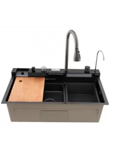 Chiuveta multifunctionala din inox MH7546-SET-06 nano black, honeycomb, seria Decor MIXXUS