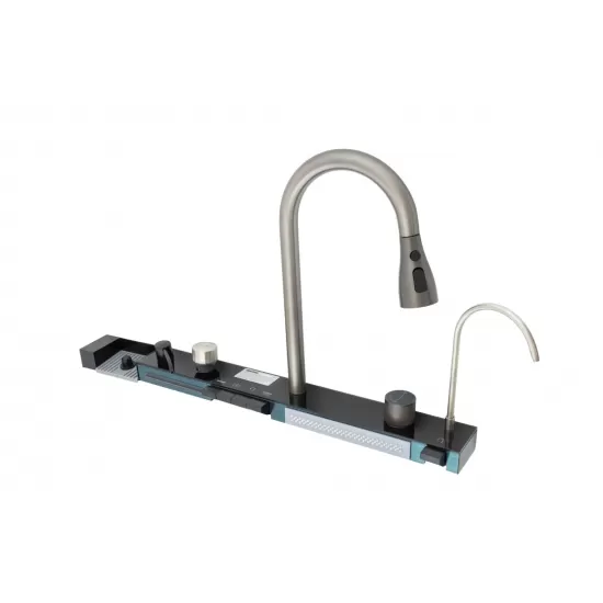 Chiuveta multifunctionala din inox MH7546-SET-06 nano black, honeycomb, seria Decor MIXXUS