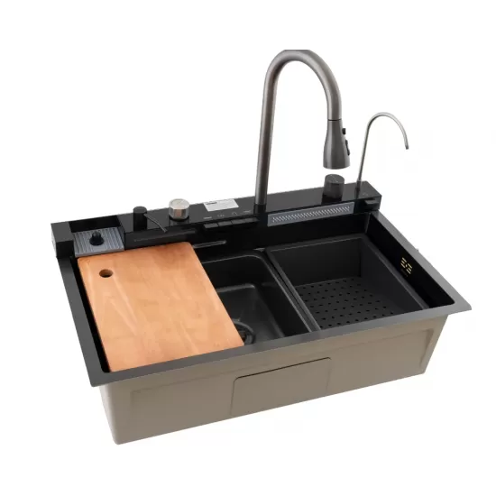 Chiuveta multifunctionala din inox MH7546-SET-06 nano black, honeycomb, seria Decor MIXXUS