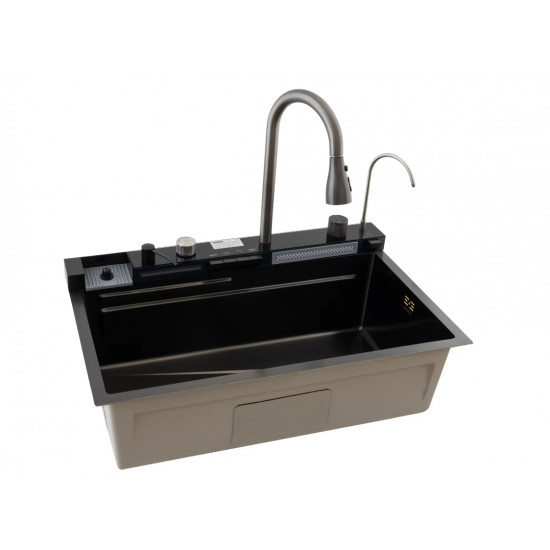 Chiuveta multifunctionala din inox MH7546-SET-06  nano black, honeycomb, seria Decor MIXXUS