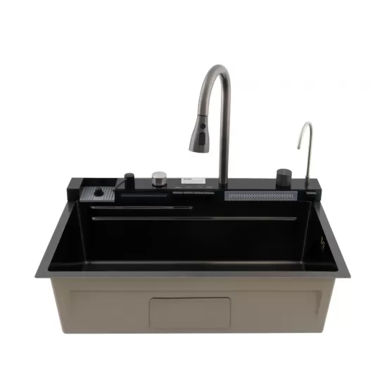 Chiuveta multifunctionala din inox MH7546-SET-06 nano black, honeycomb, seria Decor MIXXUS