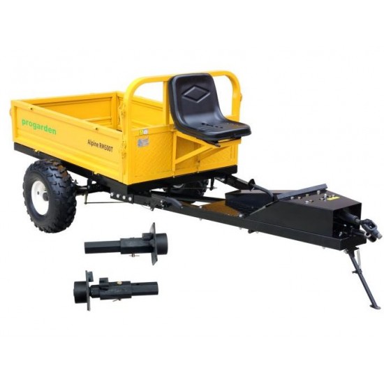 ProGARDEN Pachet Alpine RM500T Remorca cu tractiune 500kg, 1 osie, prindere bolt pentru motocultor, roti 19x7-8 si set manicoti Adaptiv 3 in 1 S