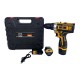 Bormasina - Autofiletanta cu percutie German Meister, 12V, trusa 26 accesorii, 2 acumulatori Galbena
