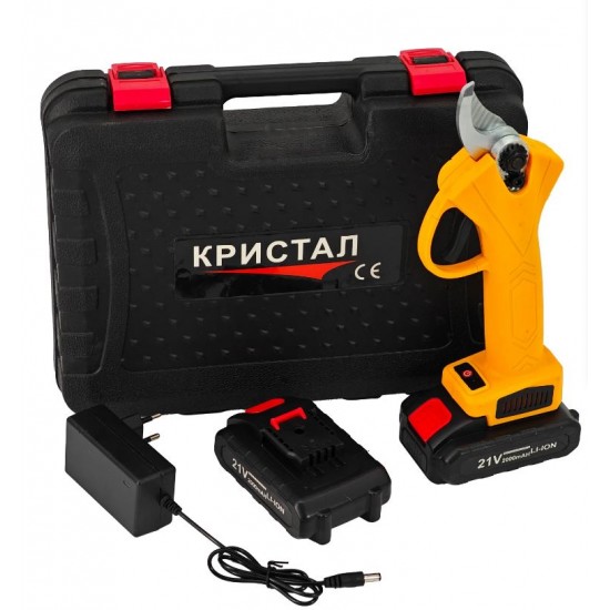 Foarfeca electrica pentru vita de vie, crengi DDT-CRISTAL, cu 2 Acumulatori 21 V, 2000 mAh