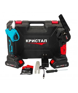 Set foarfeca & Mini drujba cu 2 acumulatori DDT-CRISTAL, incarcator, accesorii incluse, 24 V, 2 Ah