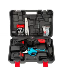 Set foarfeca & Mini drujba cu 2 acumulatori DDT-CRISTAL, incarcator, accesorii incluse, 24 V, 2 Ah Set foarfeca & Mini drujba cu 2 acumulatori DDT-CRISTAL, incarcator, accesorii incluse, 24 V, 2 Ah