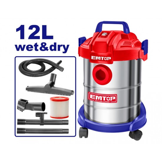 Aspirator electric 12L, curatare umeda si uscata, filtru HEPA - EVCR0801, EMTOP