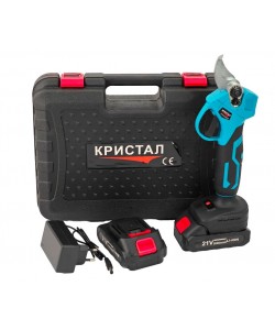 Foarfeca electrica pentru vita de vie, crengi, DDT-CRISTAL cu 2 Acumulatori 21 V, 2000 mAh, Albastru