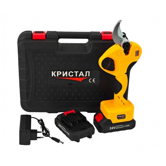 Foarfeca de gradina cu acumulator DDT-CRISTAL, 24 V, 2 Ah, deschidere max 45 mm, indicator procentaj baterie