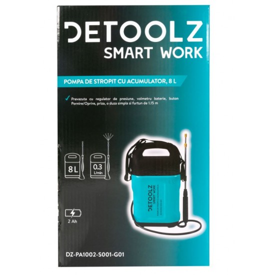 Pompa de stropit cu acumulator Li-Ion, Detoolz 8L