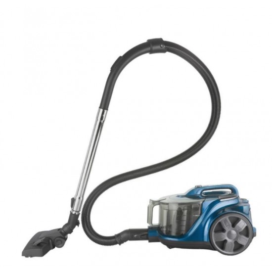 Aspirator fara sac HAUSBERG HB-2821BL, 2400W, multiciclon, aspirare uscata, capacitate 3 litri, filtru HEPA, control viteza, derulator automat cablu, Bleu-Negru
