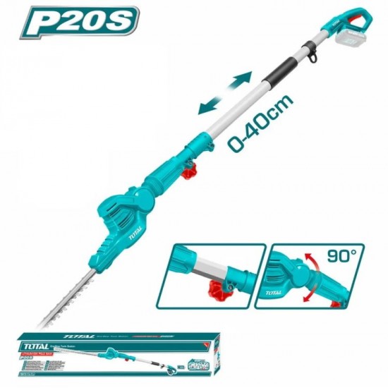Trimmer pentru gard viu cu acumulator Total, 20V, lungime lama 520mm, diamtru taiere 18mm, fara incarcator si acumulator