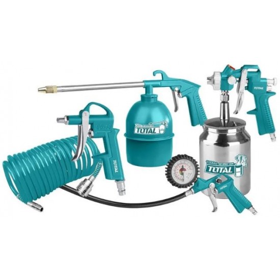 Kit 5 piese TOTAL pentru: suflat, umflat, spalat, vopsit si furtun 5m pentru compresor