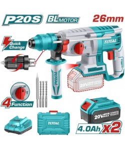 Ciocan rotopercutor pe acumulatori TOTAL, 2j, LI-ION, 20V, motor fara perii (INDUSTRIAL)