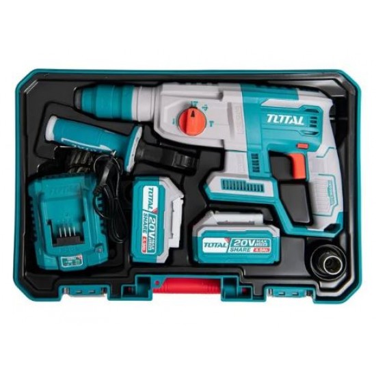 Ciocan rotopercutor pe acumulatori TOTAL, 2j, LI-ION, 20V, motor fara perii (INDUSTRIAL)