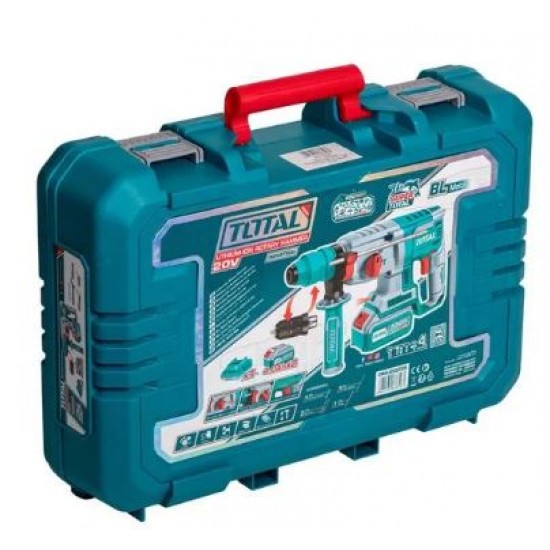 Ciocan rotopercutor pe acumulatori TOTAL, 2j, LI-ION, 20V, motor fara perii (INDUSTRIAL)