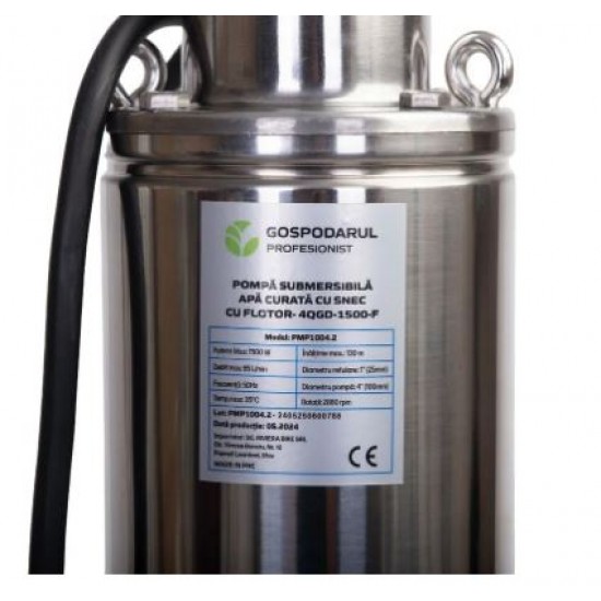 Pompa submersibila apa curata Gospodarul Profesionist, 1500W, cu snec si flotor 4QGD-1500-F