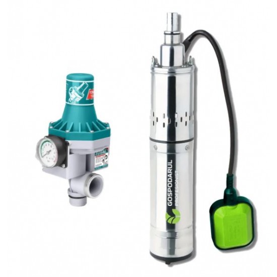 Pompa submersibila apa curata Gospodarul Profesionist, 1100W, cu snec si flotor 4QGD-1100-F + presostat Total