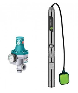Pompa submersibila apa curata Gospodarul Profesionist cu snec si flotor - 4QGD-1500-F + Presostat Total