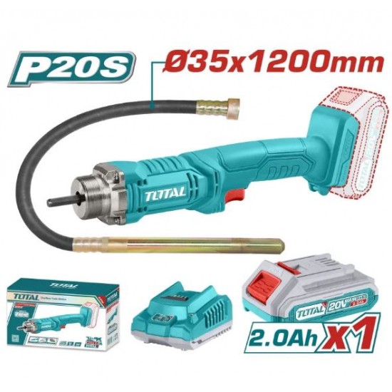 Vibrator de beton TOTAL pe acumulatori 20V – 2.0Ah (INCLUDE ACUMULATOR SI INCARCATOR)
