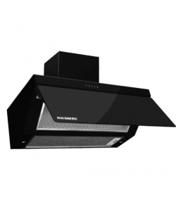 Hota incorporabila decorative HAUSBERG HB-1270, 190W, Corp din Sticla, LED, Filtru din aluminiu lavabil, Putere de absorbtie 450 m3/h, 60 cm, Negru